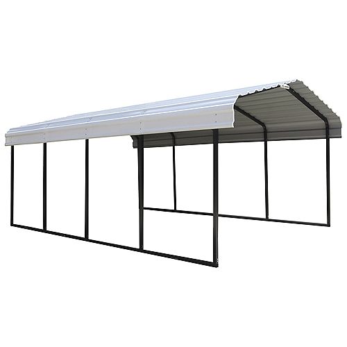 Carport Steel 12 x 20 x 7 ft. Black/Eggshell