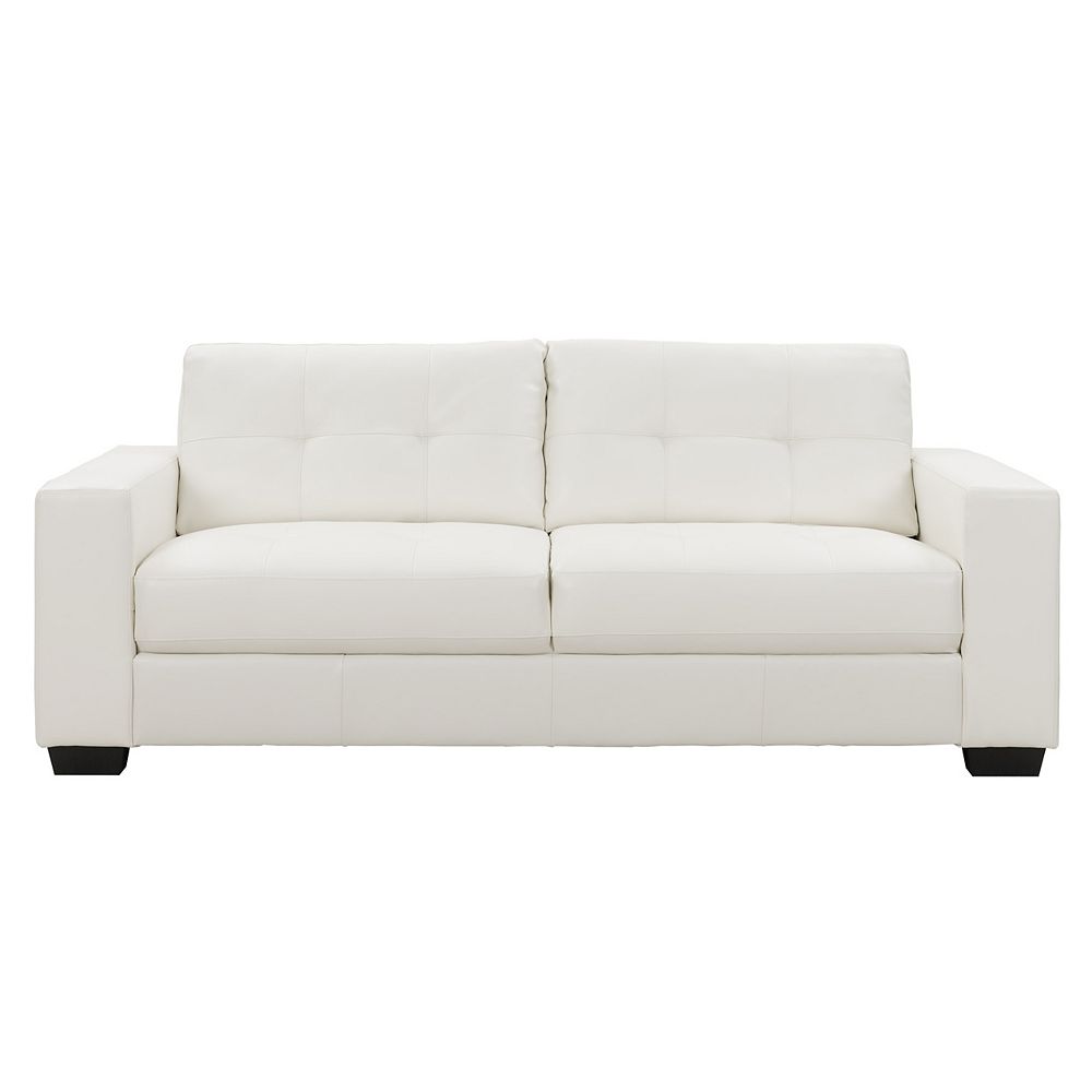 Corliving Club Tufted White Bonded Leather Sofa | The Home Depot Canada