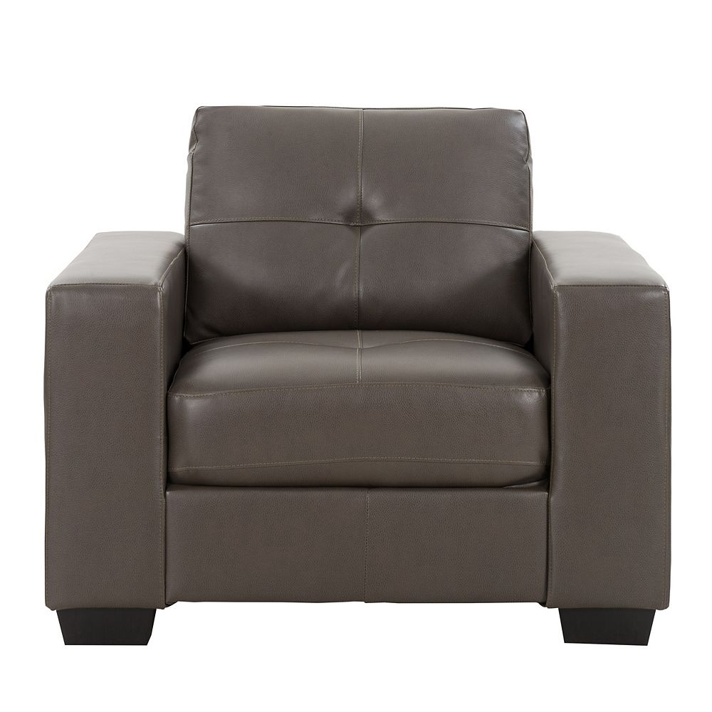 Corliving Club Tufted BrownishGrey Bonded Leather Chair The Home