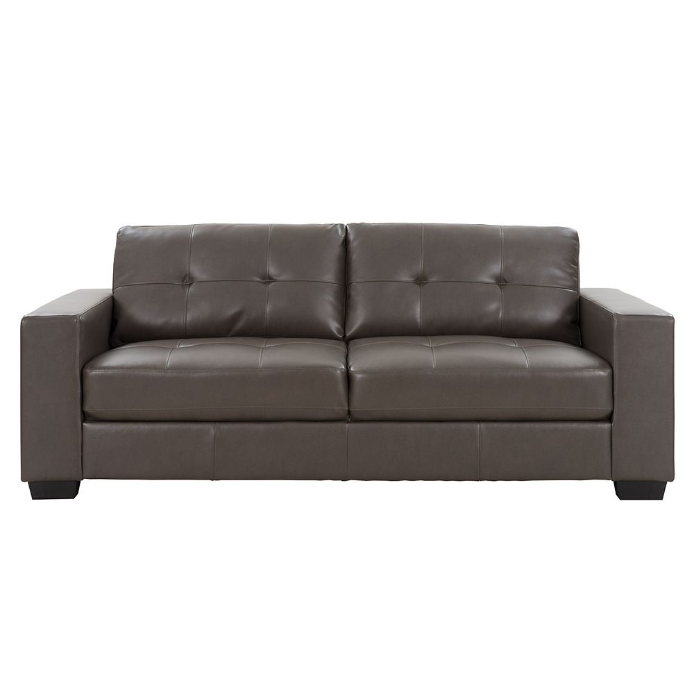 Corliving Club Tufted BrownishGrey Bonded Leather Sofa The Home