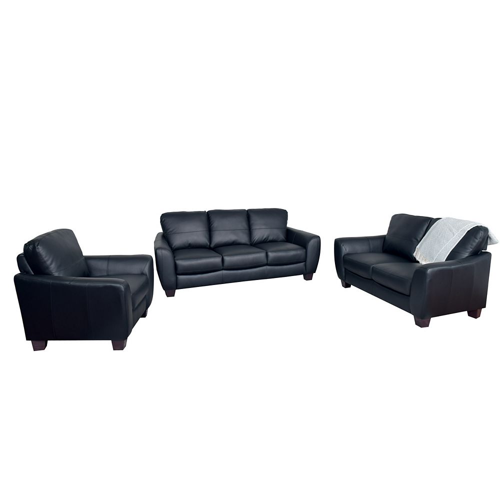 Jazz 10-Piece Black Bonded Leather Sofa Set Jazz 10-Piece Black Bonded Leather Sofa Set