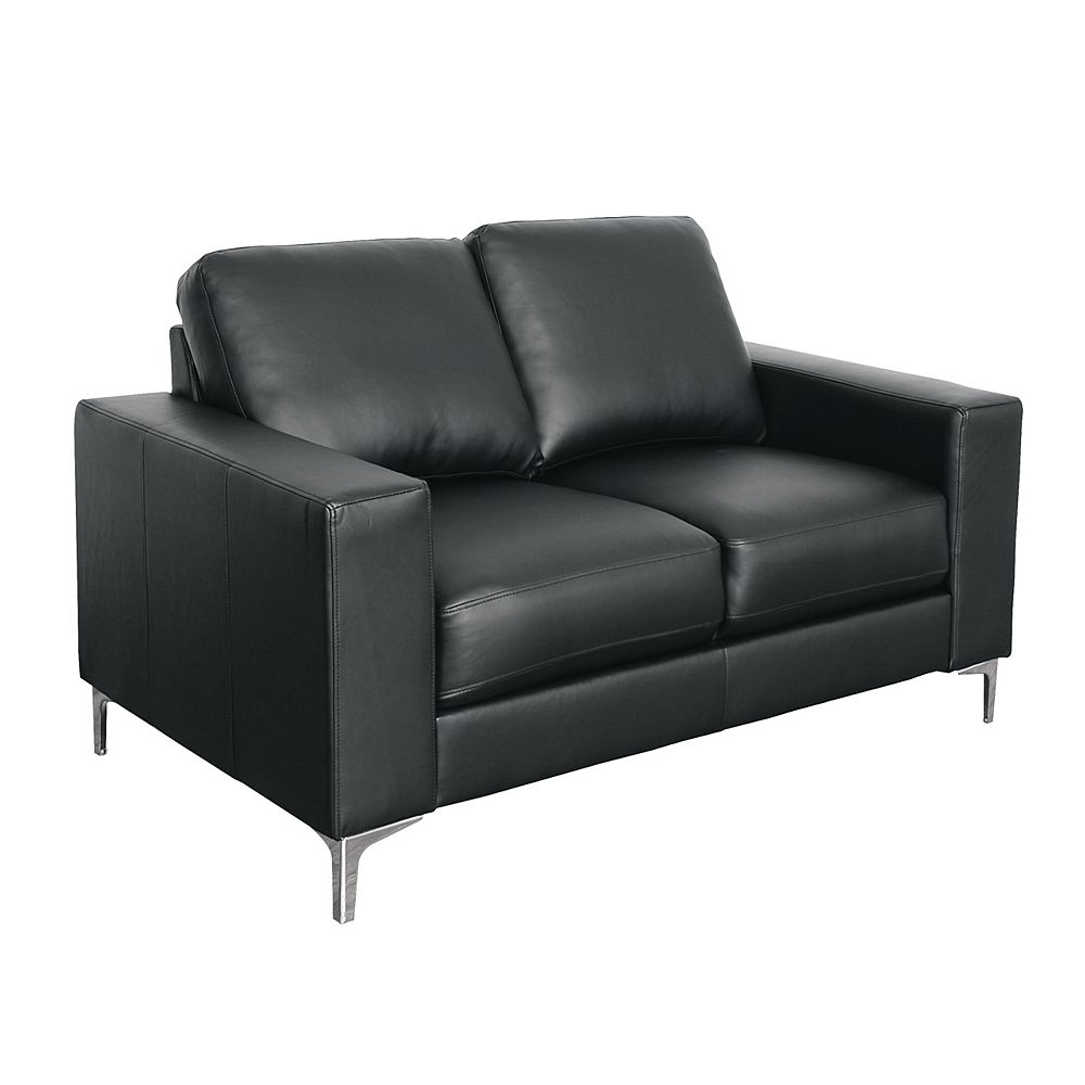 Corliving Cory Contemporary Black Bonded Leather Loveseat The Home Depot Canada
