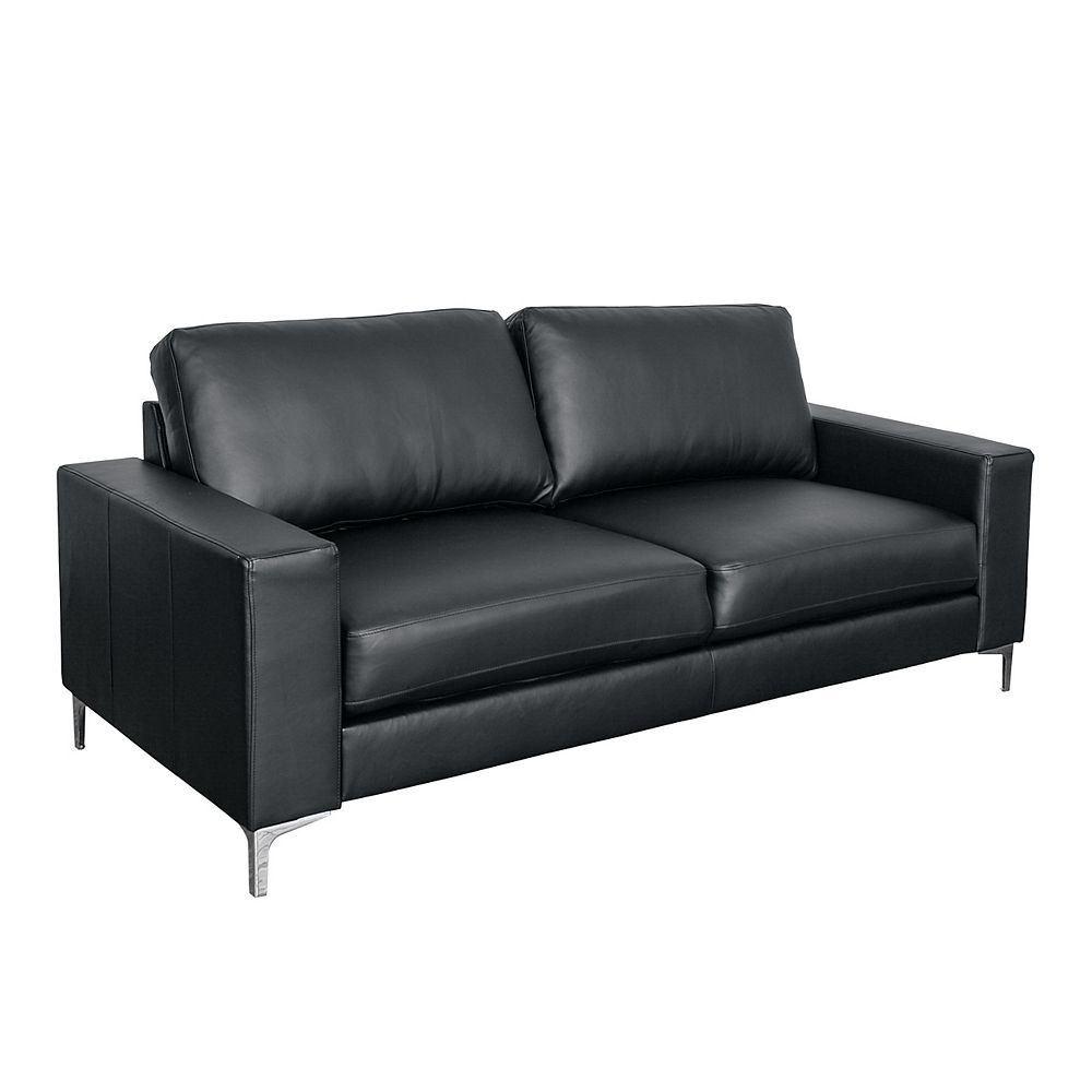 Corliving Cory Contemporary Black Bonded Leather Sofa The Home Depot