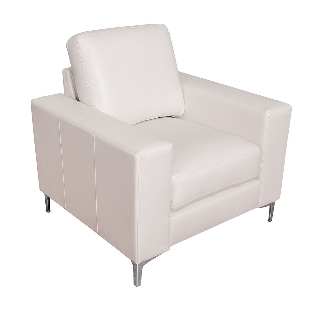 Corliving Cory Contemporary White Bonded Leather Chair The Home Depot