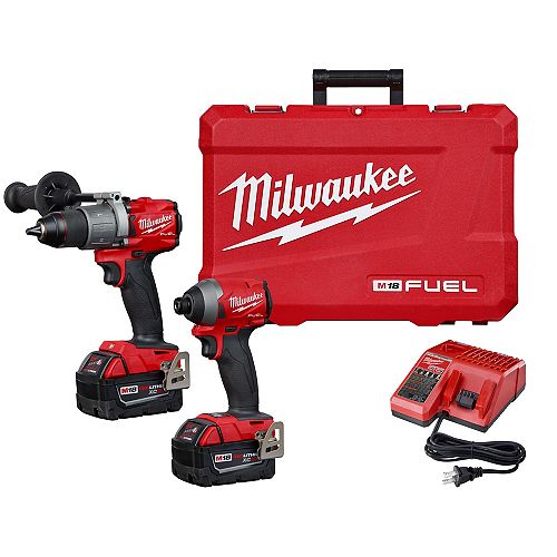 M18 FUEL 18V Lithium-Ion Brushless Cordless Hammer Drill & Impact Driver Kit with (2) 5Ah Batteries