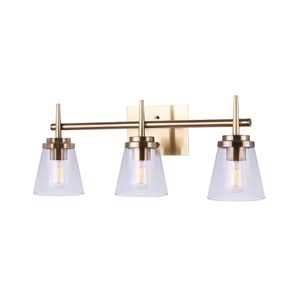 Canarm Parish 3 Light Gold Vanity With Clear Glass The Home Depot Canada