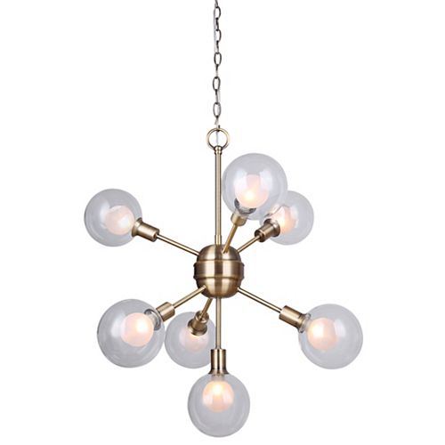 ESTELLA 7-Light 40W Gold Chandelier with Double Glass Shade