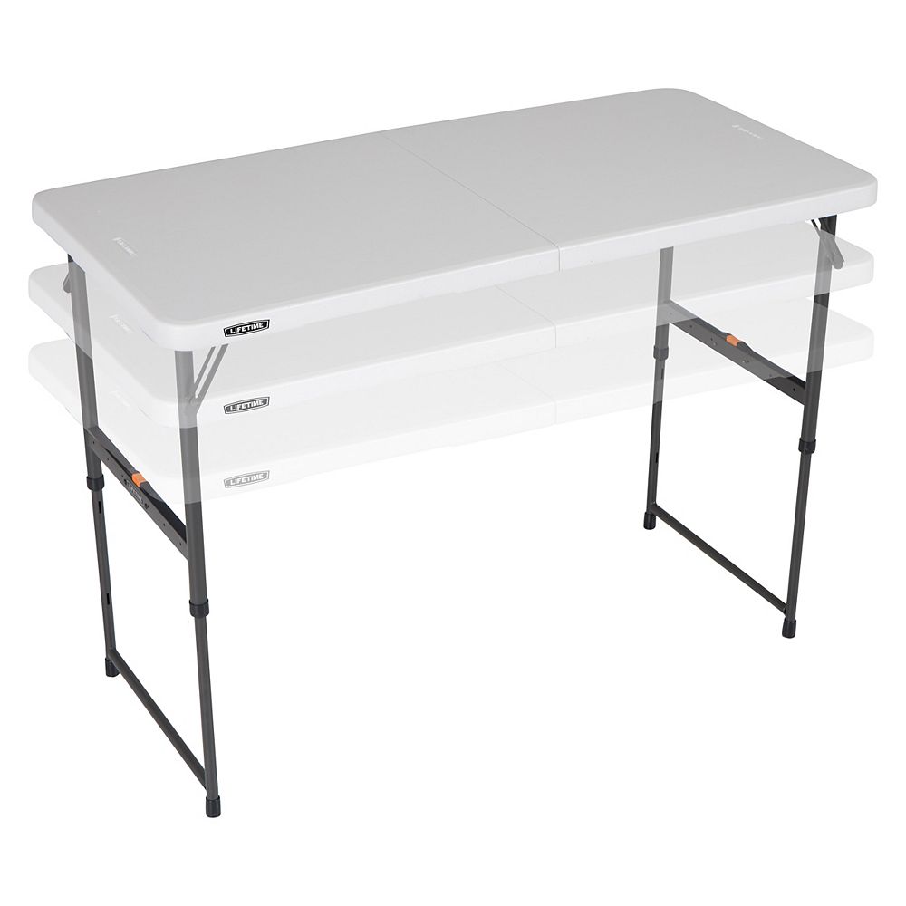 Lifetime 4 Ft. Fold-In-Half One Hand Adjustable Height Table | The Home Depot Canada