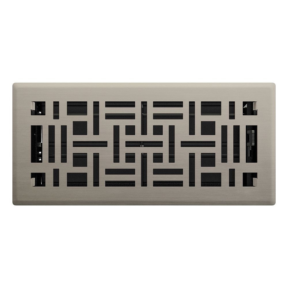 Hampton Bay 4 x 10 Inch Arts & Crafts Floor Register Satin Nickel