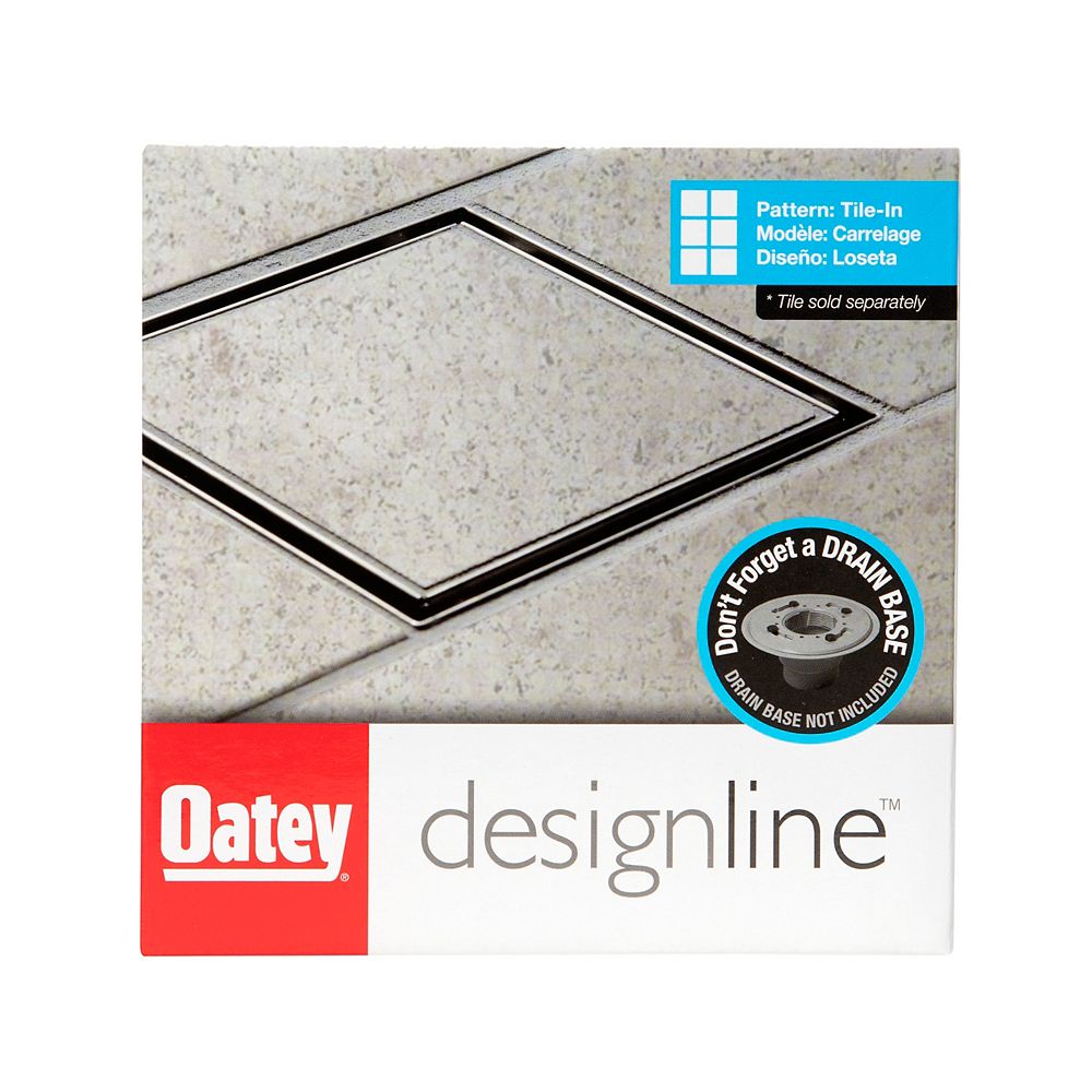 Oatey Designline 6 In X Stainless Steel Square Shower Drain With Tile Pattern Dr The Home Depot Canada Stainless Steel Square Shower Drain