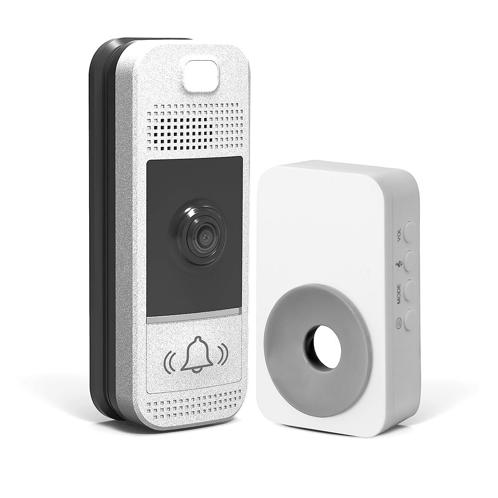 Dusco WifiEnabled Video Doorbell in Bright Silver with Wireless Chime The Home Depot Canada