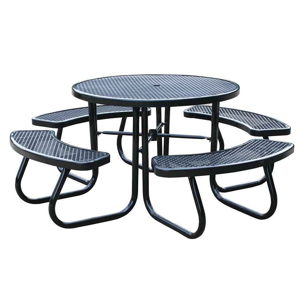 Paris 46 Inch Black Picnic Table With Built In Umbrella Support The Home Depot Canada