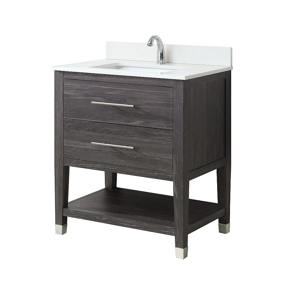 Glacier Bay Chesswood 30 Inch Vanity Combo In Grey Brown Ash The
