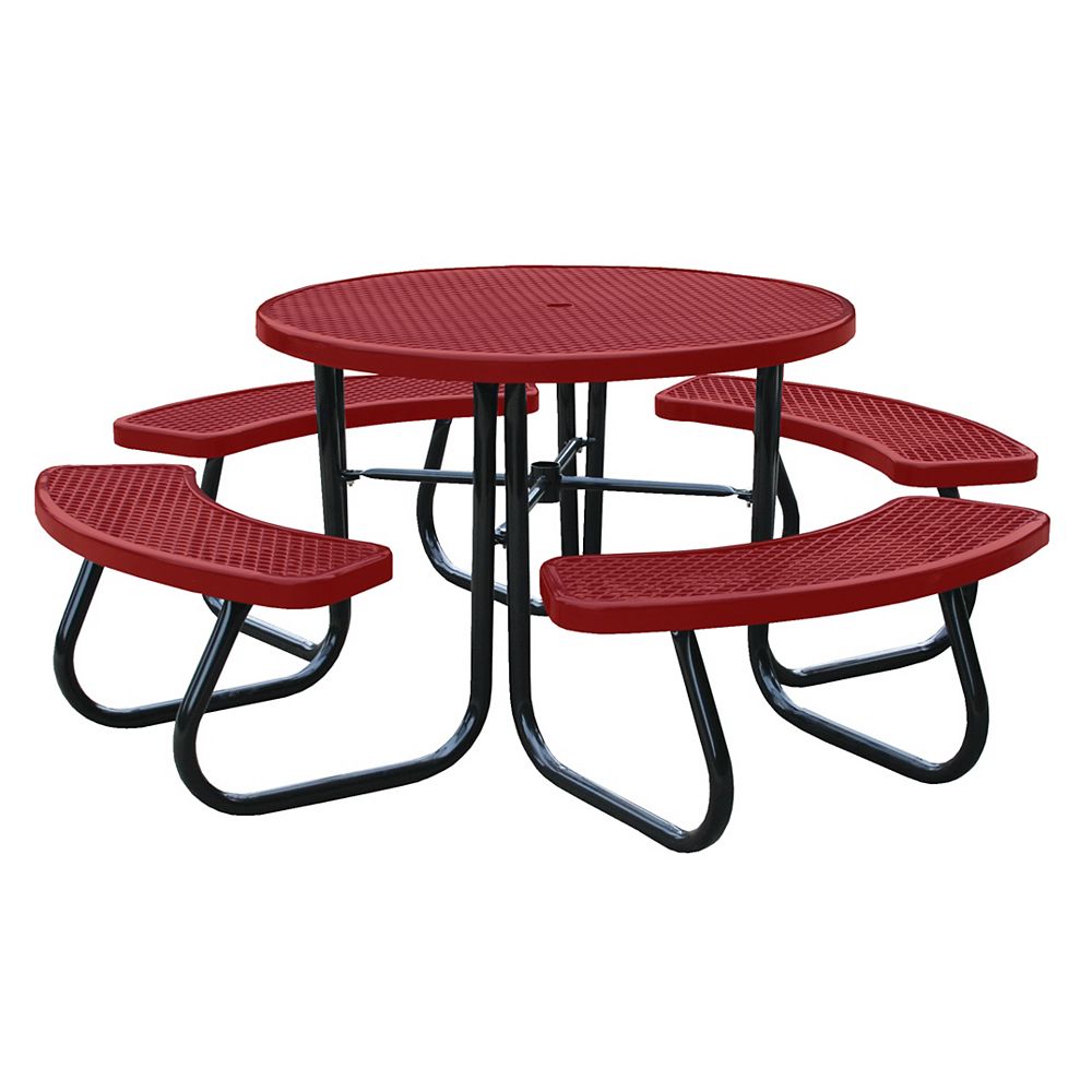 Paris 46 inch Red Picnic Table with Built-In Umbrella Support | The ...