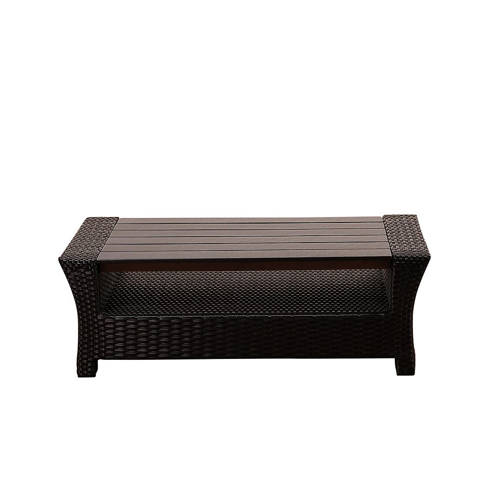 Amazonia Bradley Black Synthetic Wicker Patio Coffee Table with Plastic