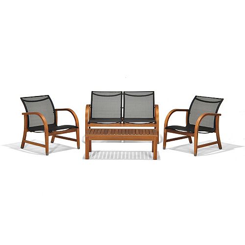 Amazonia Manhattan Eucalyptus 4-Piece Patio Deep Seating Set