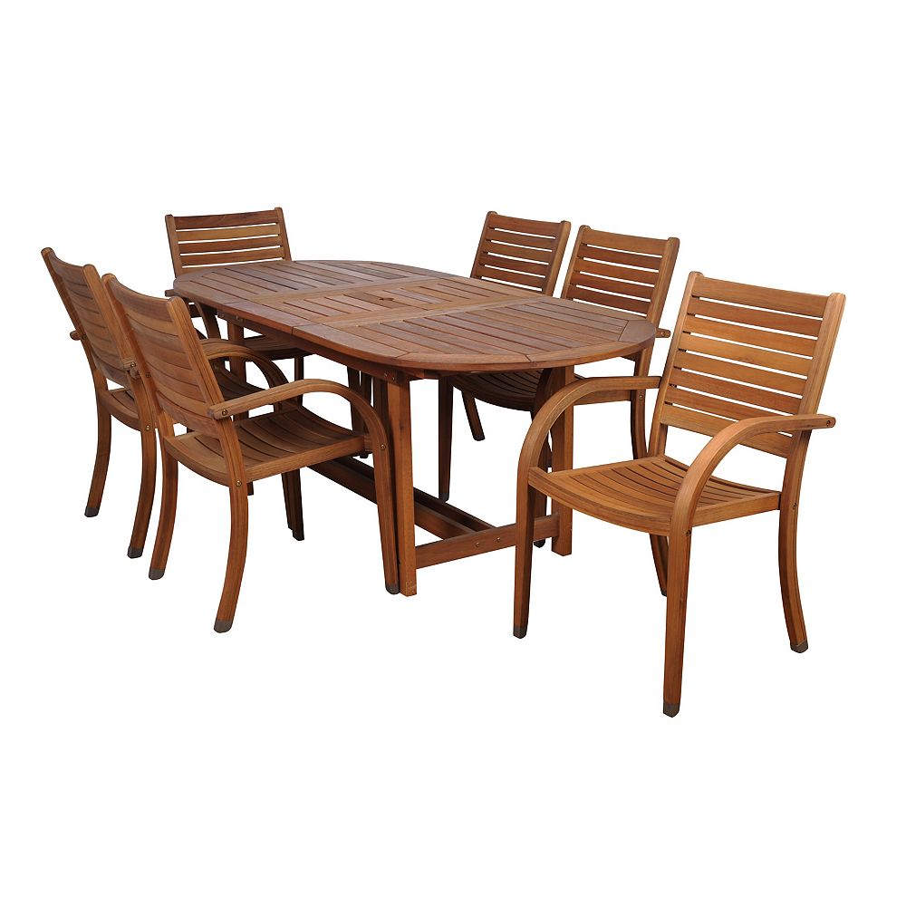 Amazonia Arizona Oval 7 Piece Eucalyptus Patio Dining Set The Home Depot Canada