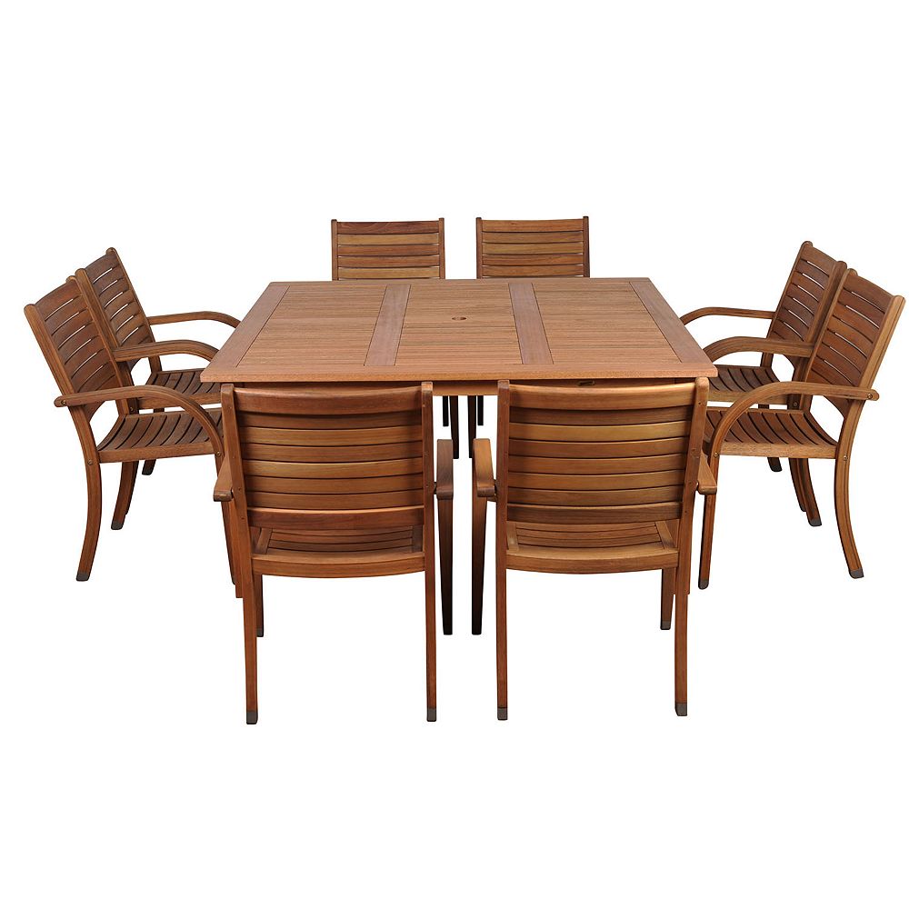 Amazonia Arizona Square 9Piece Eucalyptus Patio Dining Set Home