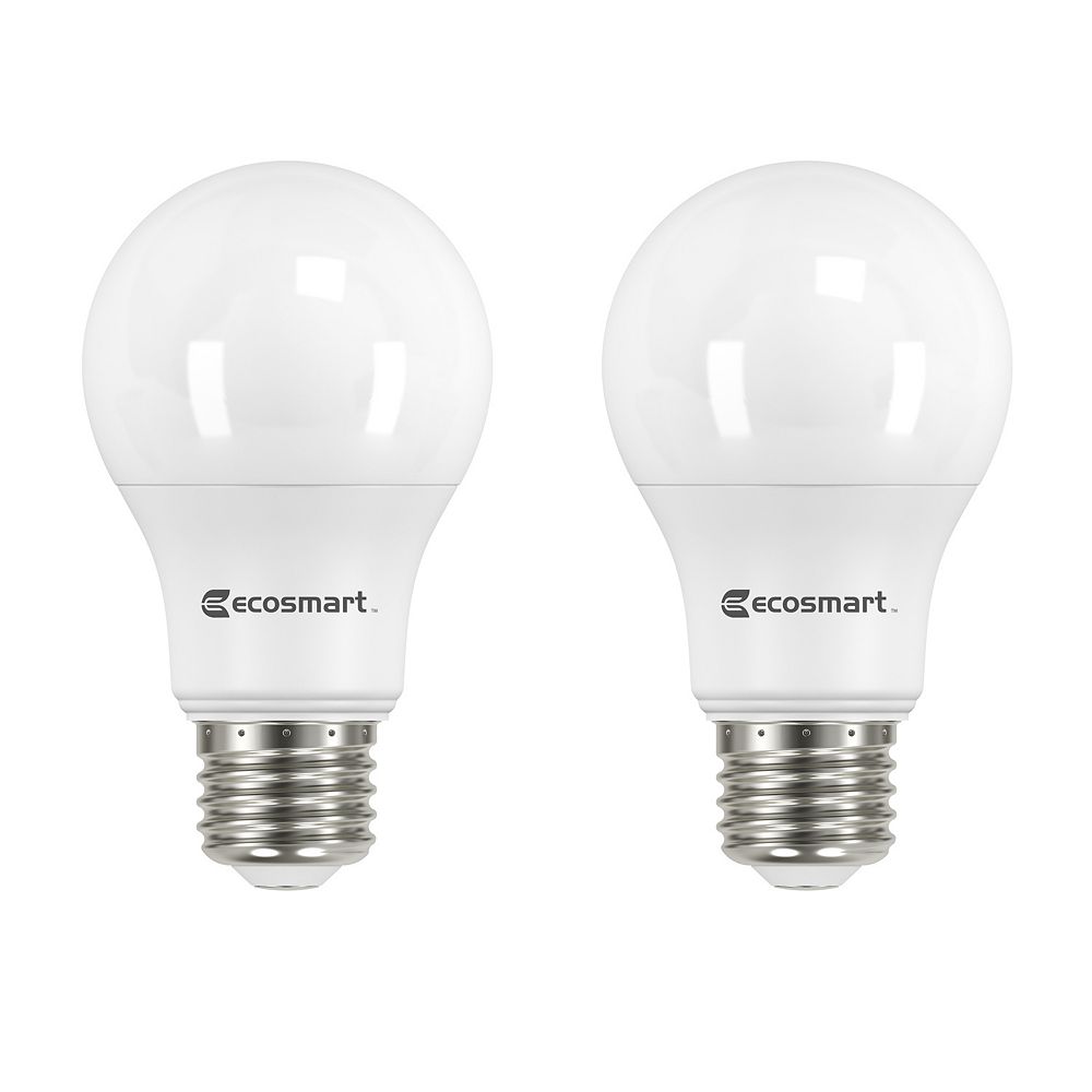 Ecosmart 60w Equivalent Daylight 5000k A19 Led Light Bulb 2 Pack The Home Depot Canada 