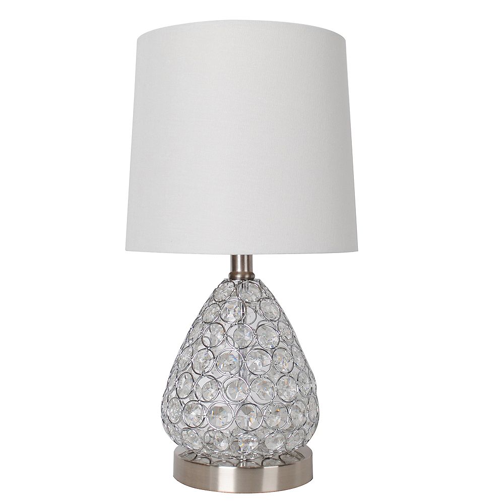 DSI Lighting 17 inch Clear Crystal and Brushed Steel Table Lamp with