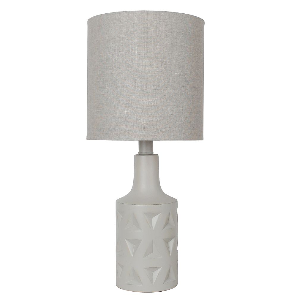 DSI Lighting 18 inch Light Grey Table Lamp with Grey Fabric Shade The