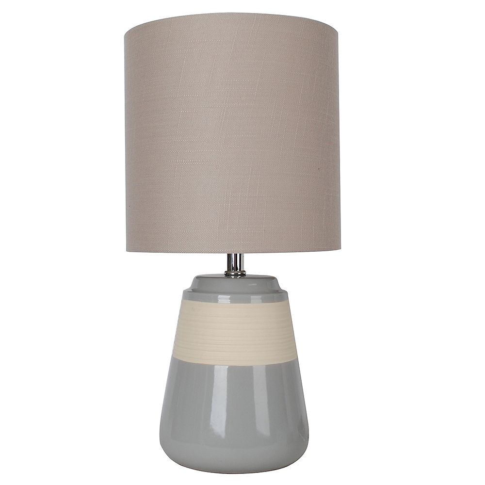 Dsi Lighting 16 Inch Grey Ceramic Table Lamp With Beige Fabric Shade The Home Depot Canada