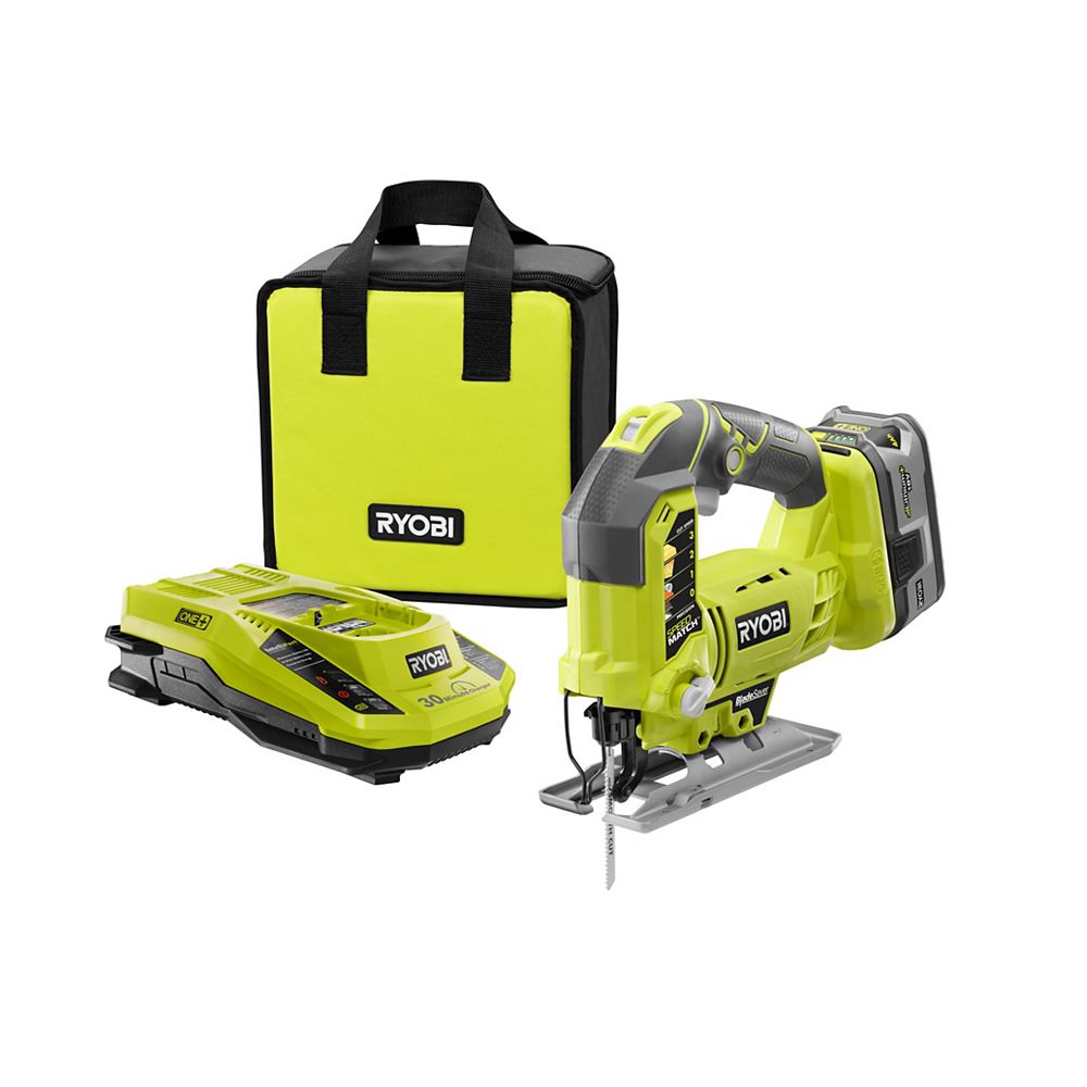 Ryobi 18v One Lithium Ion Cordless Jig Saw Kit With Compact Battery Charger And Bag The Home