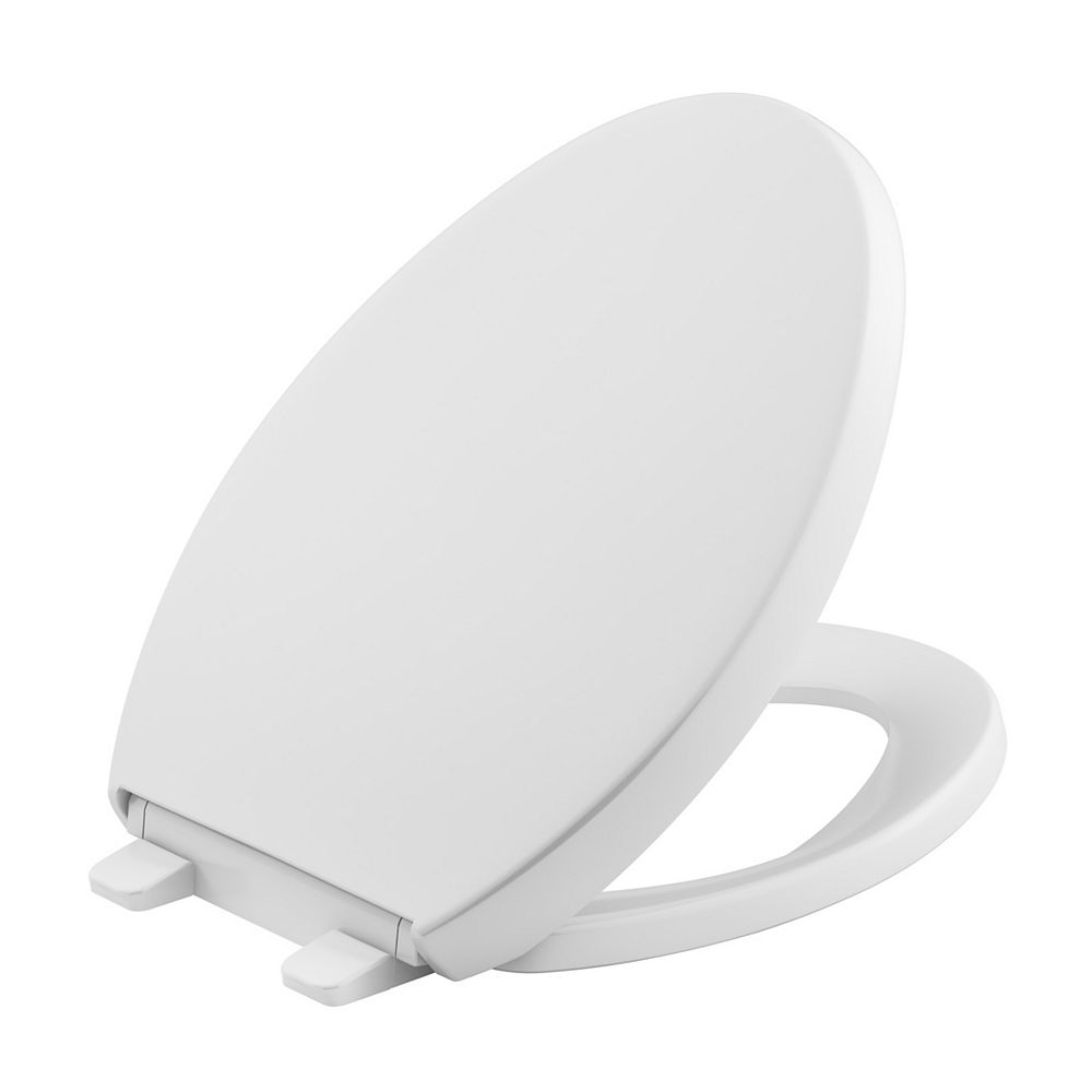 KOHLER Reveal QuietClose Elongated Closed Front Toilet Seat With GripTight Bumpers In Wh