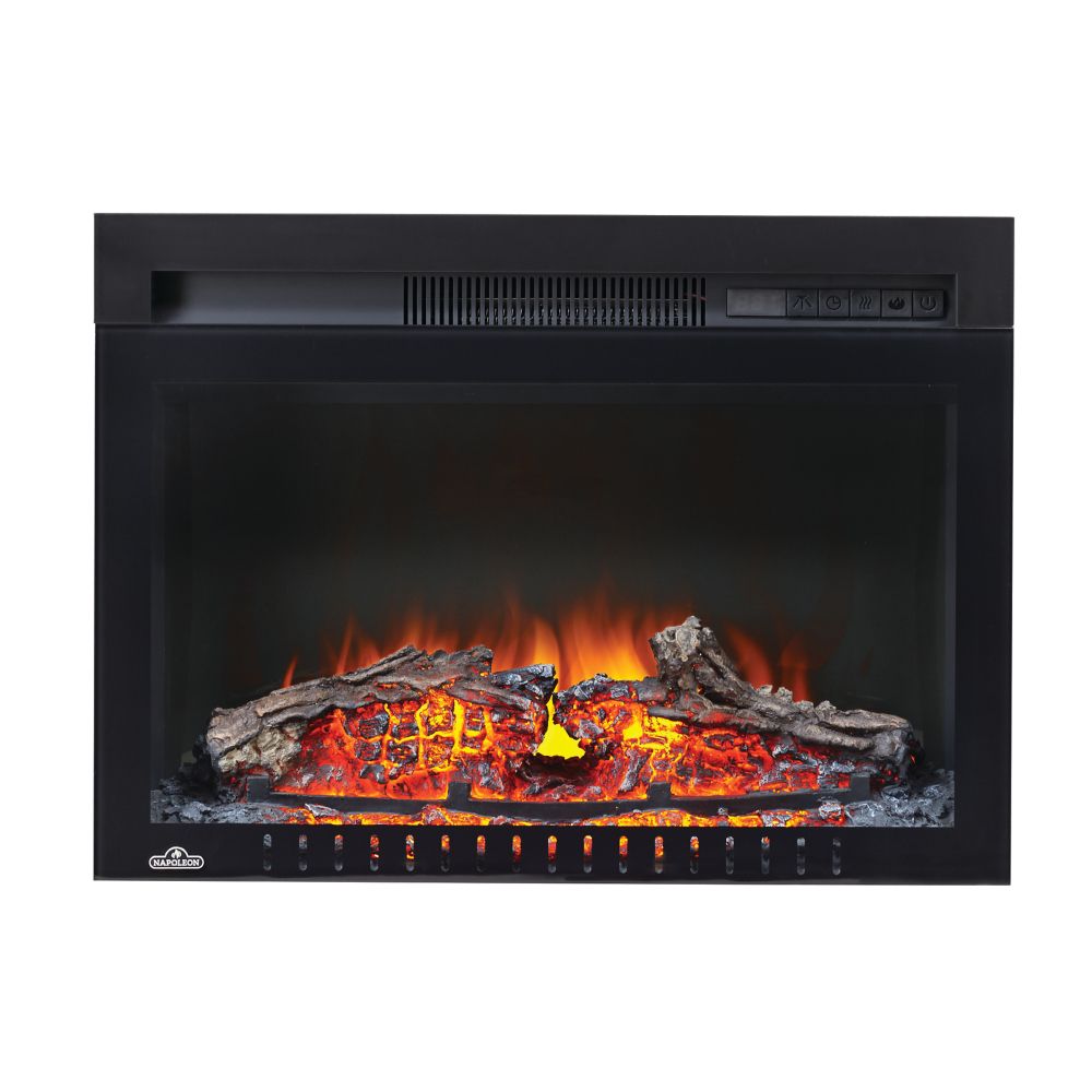 Napoleon Cinema 24 Inch Built In Electric Fireplace Insert With Logs   P 1001159111 