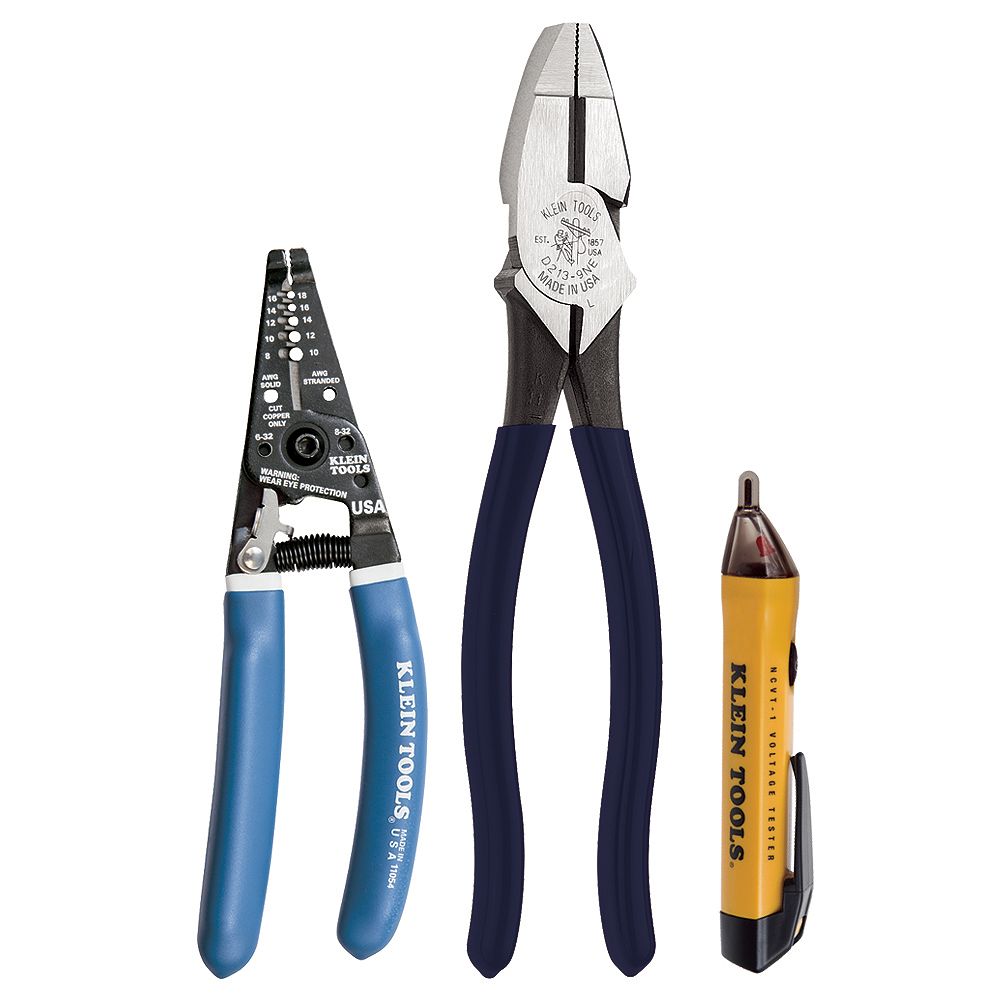 Klein Tools 3-Piece Pliers, Stripper, and Voltage Tester Tool-Set | The ...