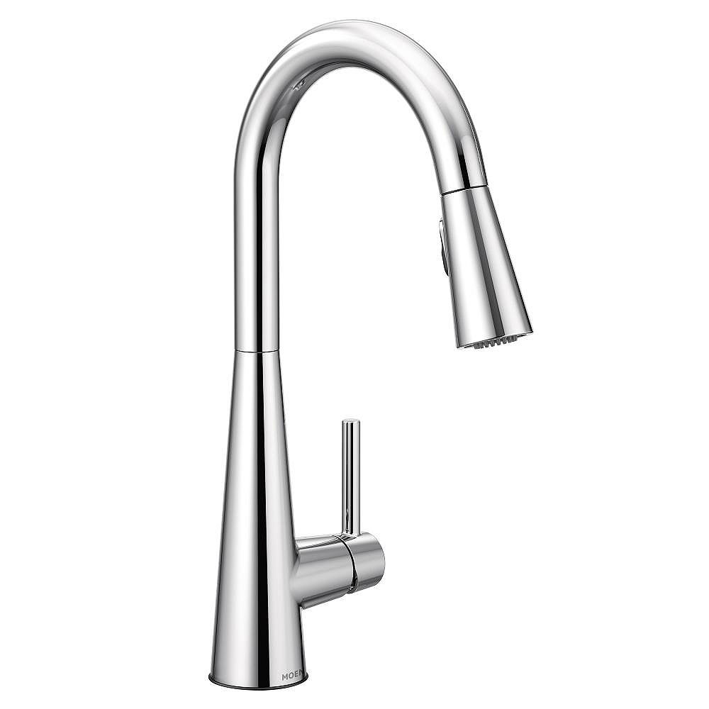 Moen Sleek Single Handle Pull Down Sprayer Kitchen Faucet With Reflex And Power Clean In C The Home Depot Canada