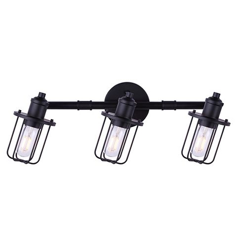 Canarm LADD 3-light matte black track light with steel cage