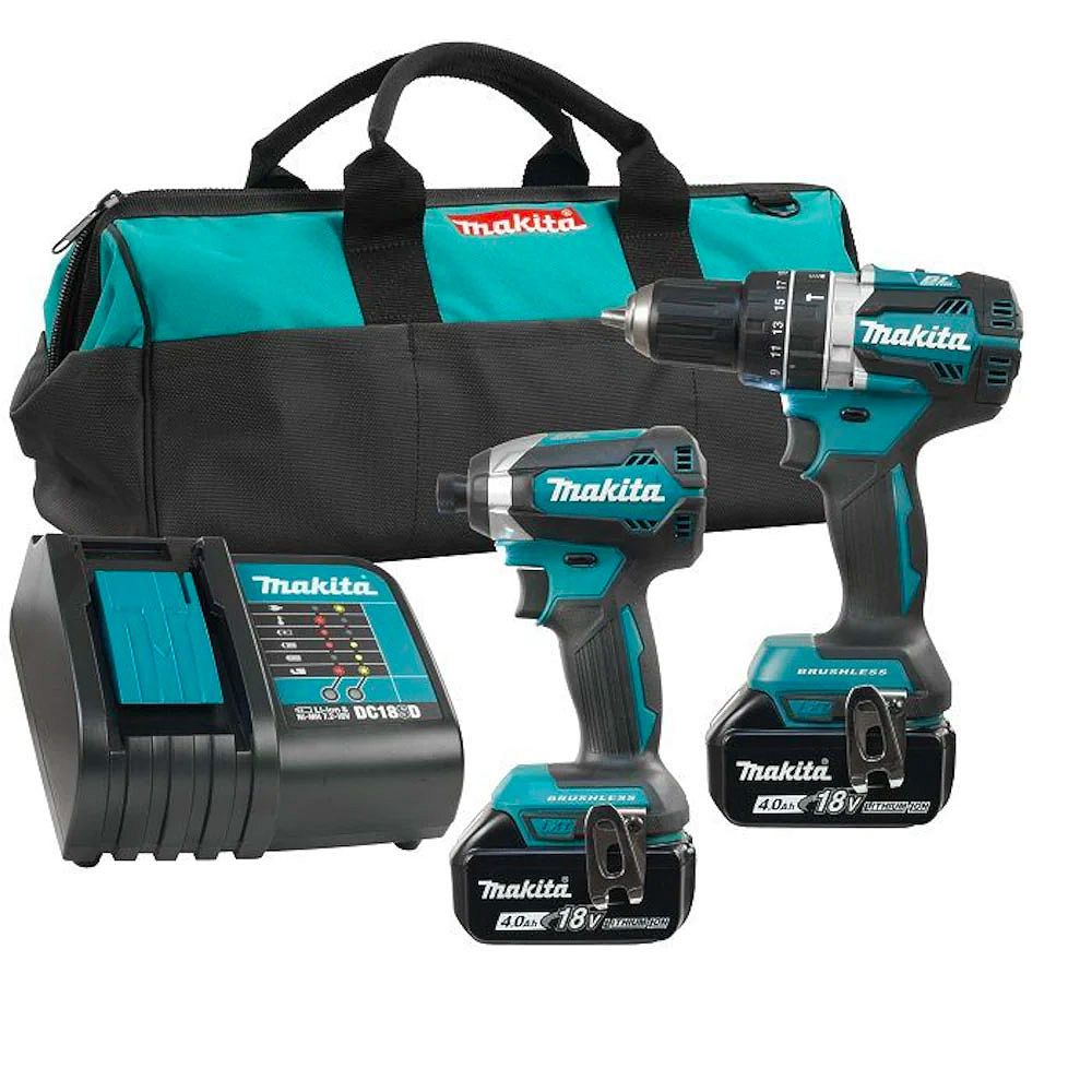 MAKITA 18V 4.0 Ah Brushless Cordless Hammer Drill and Impact Driver ...