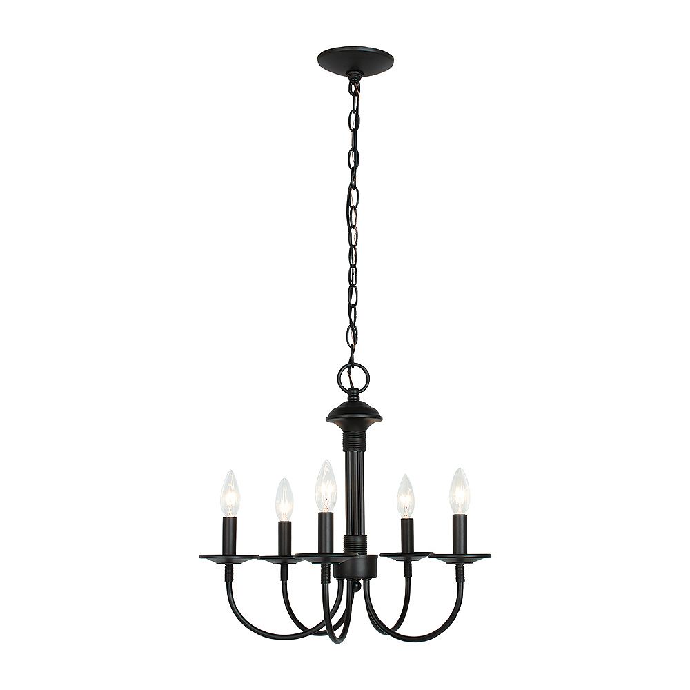 Hampton Bay 5-Light Chandelier in Black with Matching Canopy | The Home ...