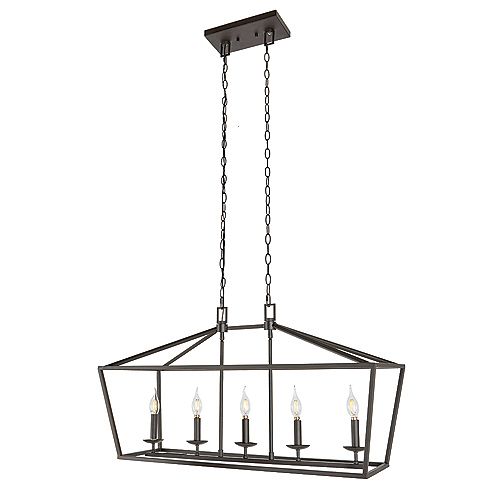 Weyburn 5-Light Bronze Caged Island Chandelier