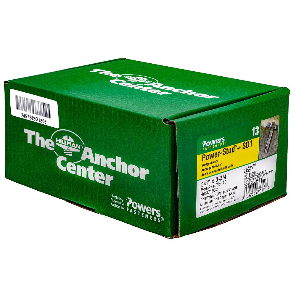 Hillman 3/8inch x 33/4inch PowerStud+ SD1 Anchor in Zinc 50 Pack