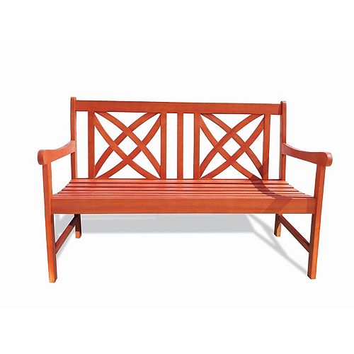 Malibu 4 ft. Wood Patio Garden Bench