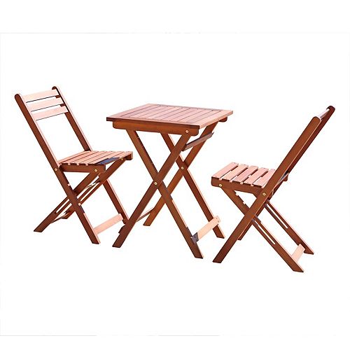 Malibu 3-Piece Outdoor Wooden Patio Bistro Set