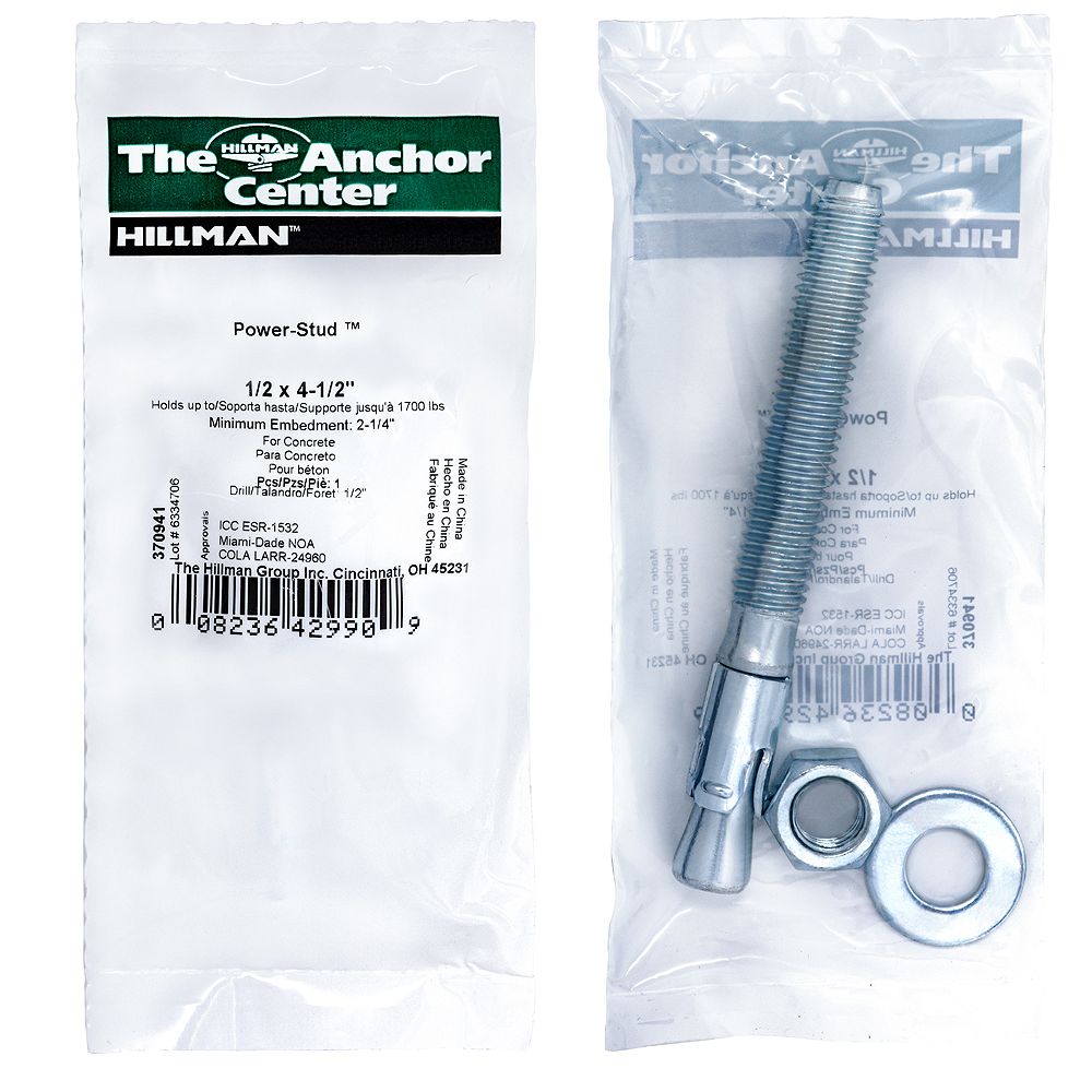 Hillman 1/2inch x 41/2inch PowerStud+ SD1 Anchor in Zinc 1 Pack