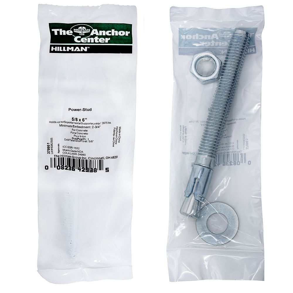 Hillman 5/8inch x 6inch PowerStud+ SD1 Anchor in Zinc 1 Pack The