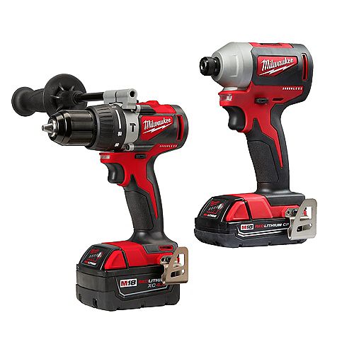 M18 18V Lithium-Ion Brushless Cordless Hammer Drill/ Impact Driver Combo Kit (2-Tool) w/2 Batteries