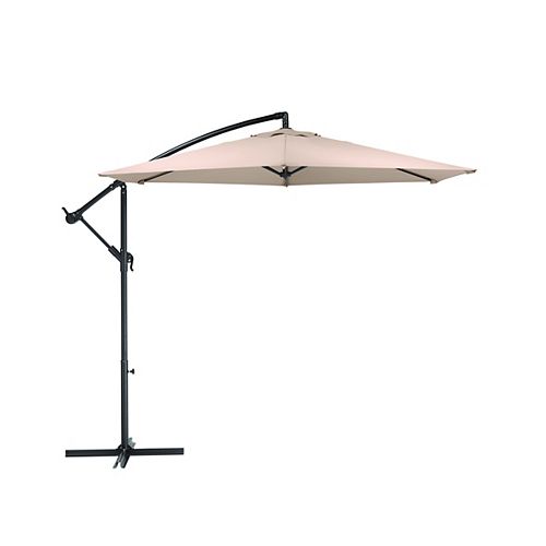 10 ft. Steel Round Offset Patio Umbrella in Tan with X Base