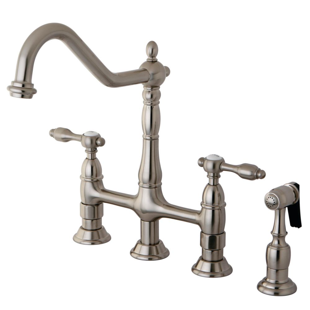 Kingston Brass Victorian 2 Handle Bridge Kitchen Faucet With Side   P 1001164751 