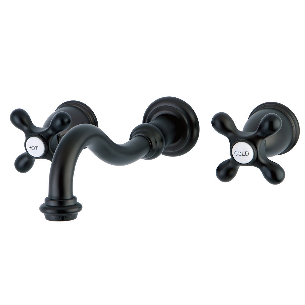 Kingston Brass Cross 2 Handle Vessel Wall Mount Bathroom Faucet In Oil Rubbed Bronze The Home Depot Canada