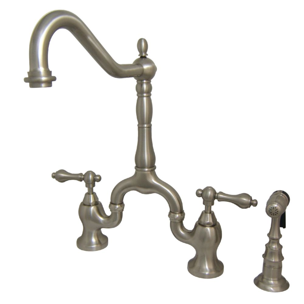 Kingston Brass Victorian 2-Handle Bridge Kitchen Faucet With Side ...