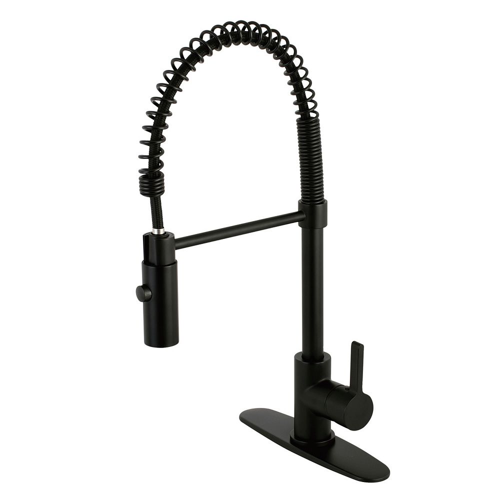 Kingston Brass Contemporary Single Handle Pull Down Sprayer Kitchen Faucet In Matte Black The Home Depot Canada