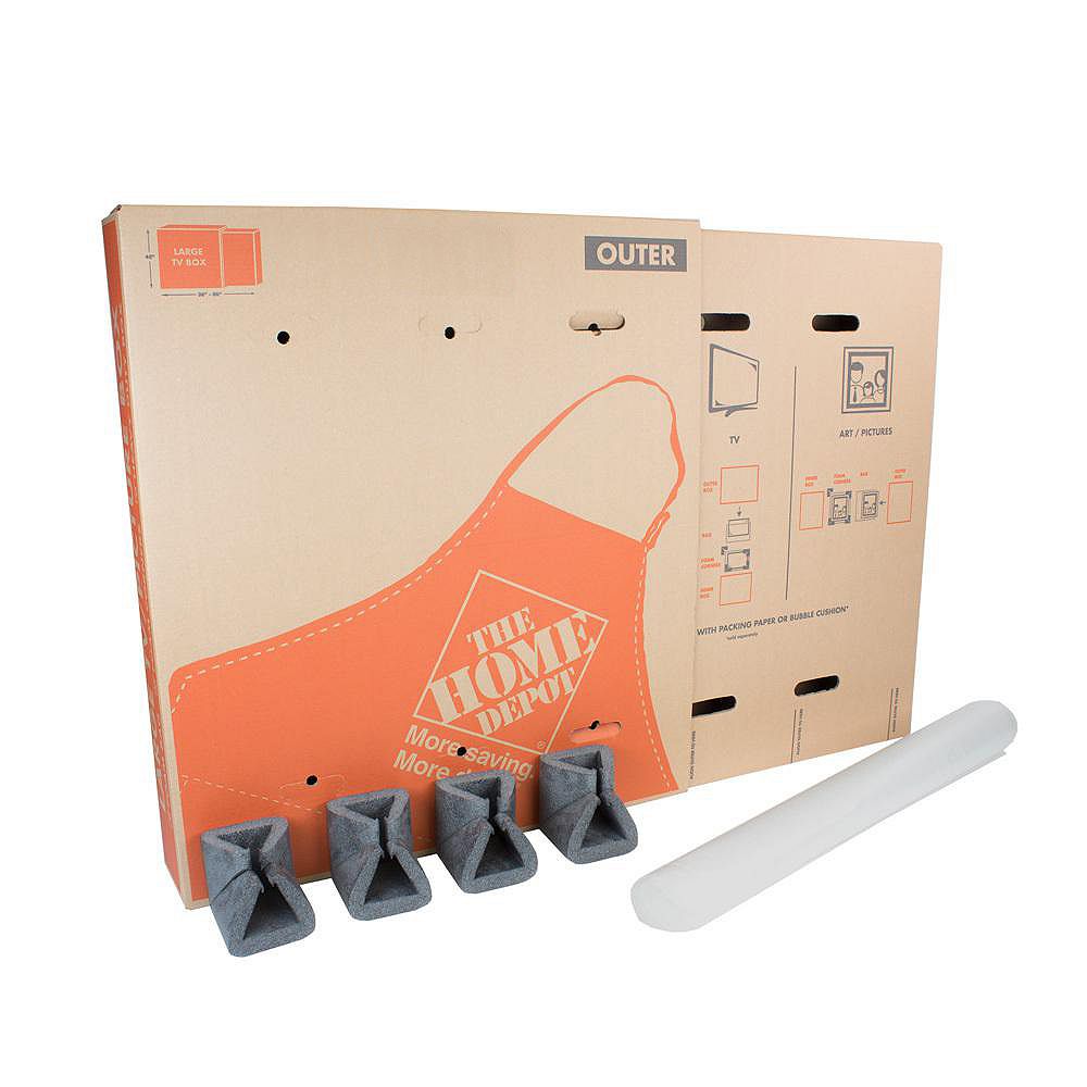 The Home Depot Heavy Duty Large Adjustable Tv And Picture Moving Box With Handles The Home Depot Canada