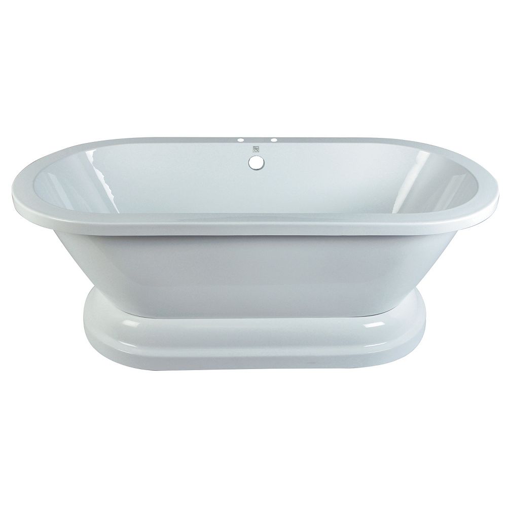 Aqua Eden 5.6 ft. Acrylic Double Ended Pedestal Tub with 7 inch Deck