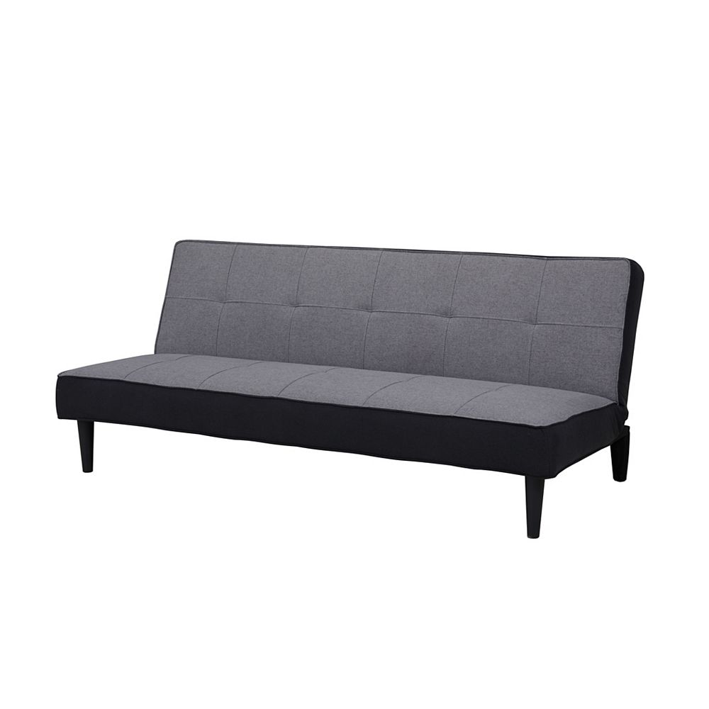 9-inch x 9-inch Wood Frame Sofa Bed with Futon Mattress in Grey Fabric 9-inch x 9-inch Wood Frame Sofa Bed with Futon Mattress in Grey Fabric