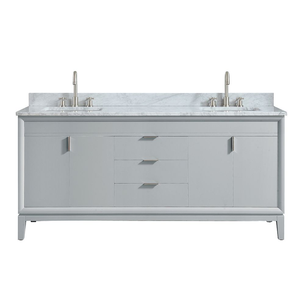 Avanity Emma 73 inch Vanity Combo in Dove Gray with Carrera White